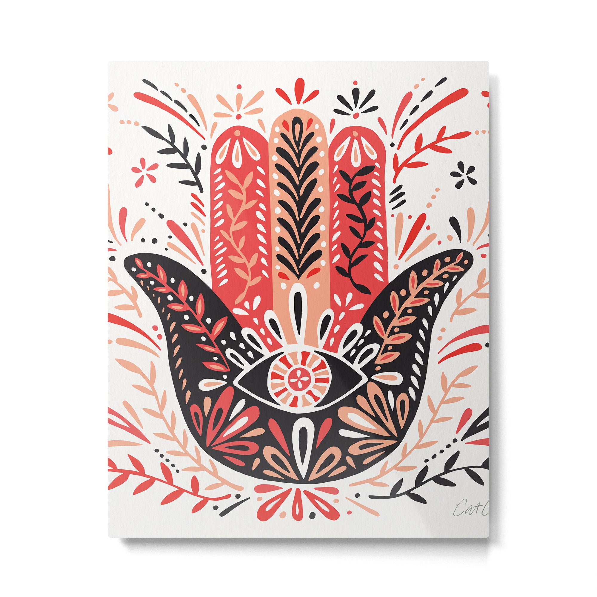 Hamsa Hand - Red & Black Palette Metal Print Gallery Image 6
