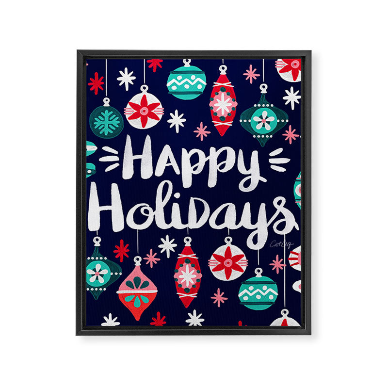 Happy Holidays - Navy Framed Canvas Print Gallery Image 8