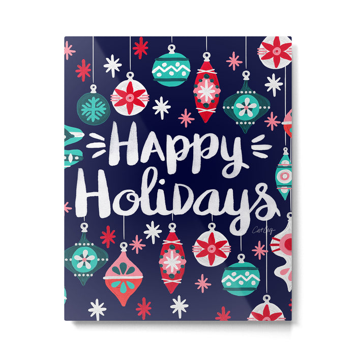 Happy Holidays - Navy Metal Print Gallery Image 1