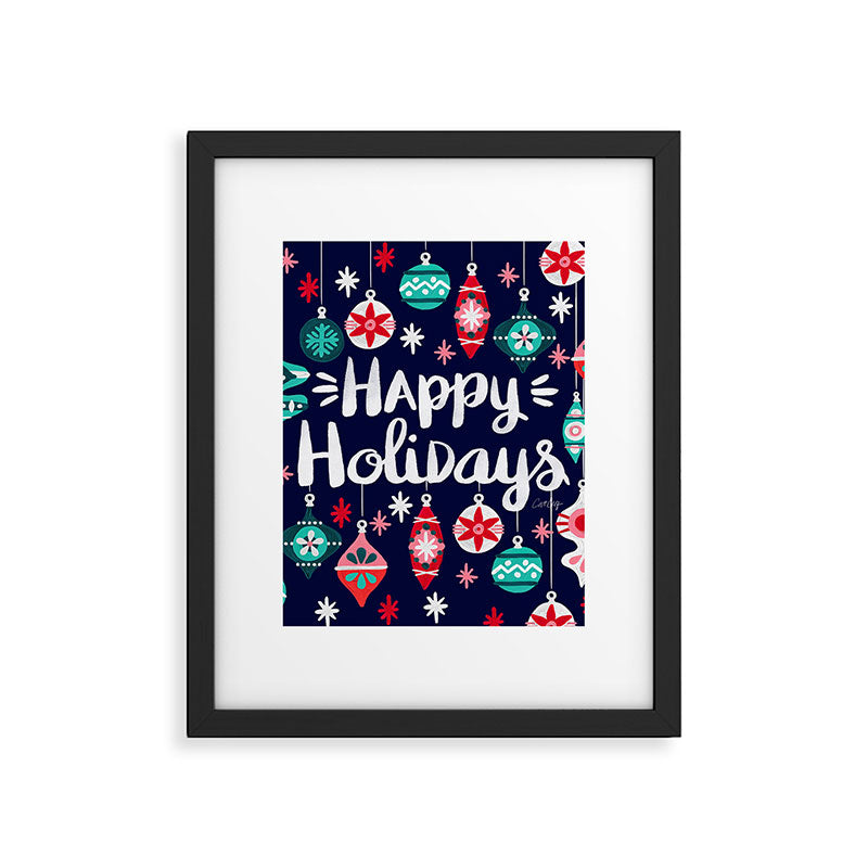 Happy Holidays - Navy Framed Art Print Gallery Image 6