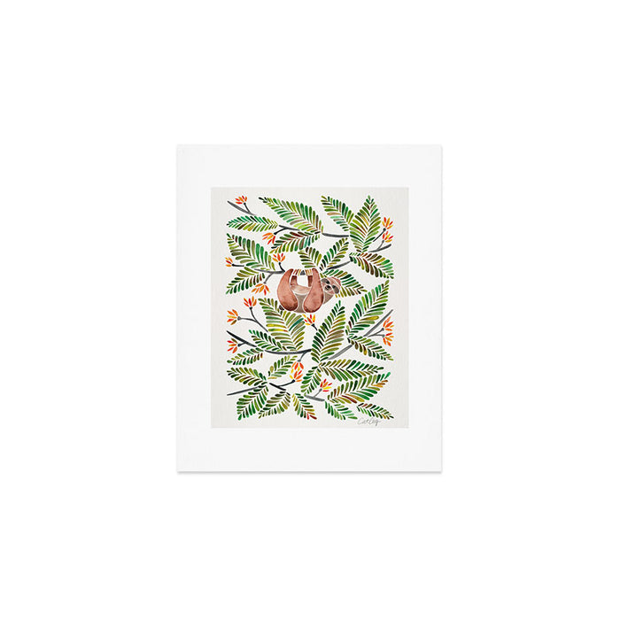 Happy Sloth - Tropical Green Rainforest Art Print Gallery Image 1