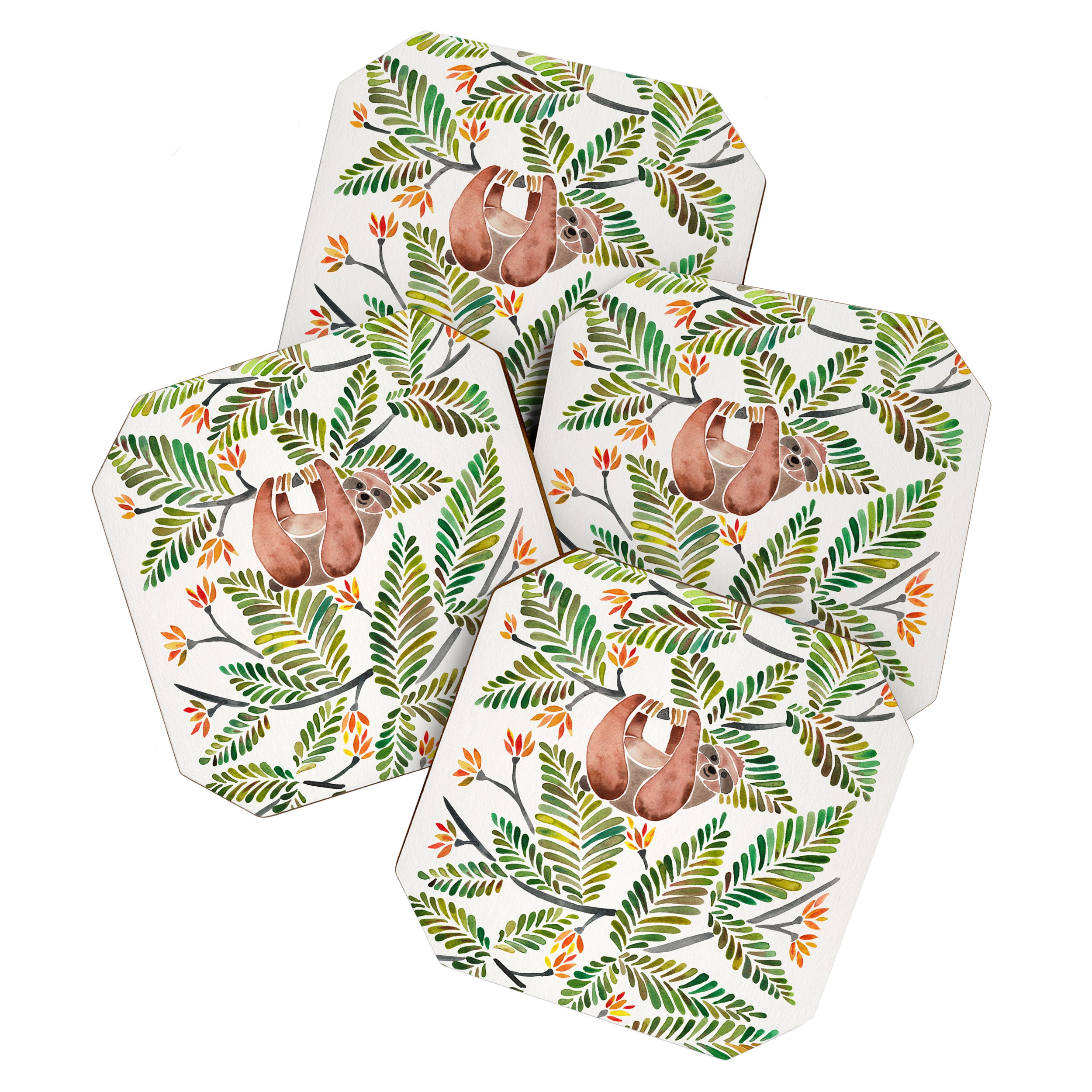 Happy Sloth - Tropical Green Rainforest Coaster Gallery Image 1