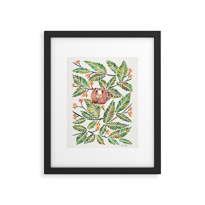Happy Sloth - Tropical Green Rainforest Framed Art Print Gallery Image 5