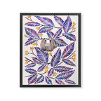 Happy Sloth - Tropical Indigo Leaves Framed Canvas Print Gallery Image 6