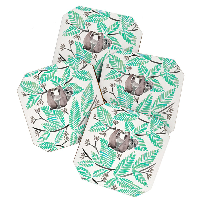 Happy Sloth - Tropical Mint Rainforest Coaster Gallery Image 1