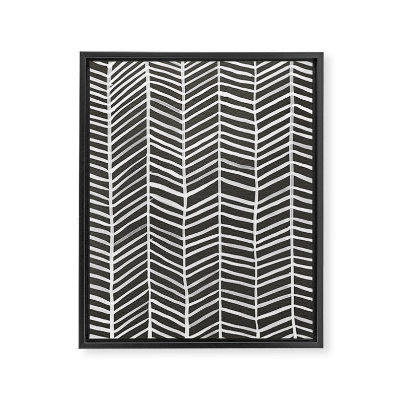 Herringbone - Black & White Framed Canvas Print Gallery Image 8