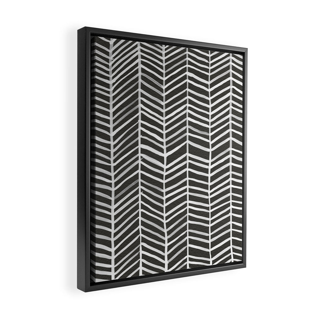 Herringbone - Black & White Framed Canvas Print Gallery Image 2