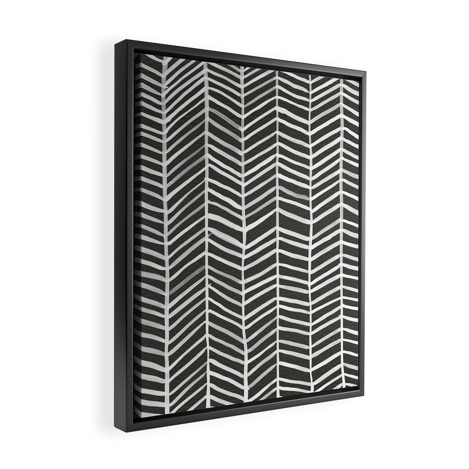 Herringbone - Black & White Framed Canvas Print Gallery Image 2
