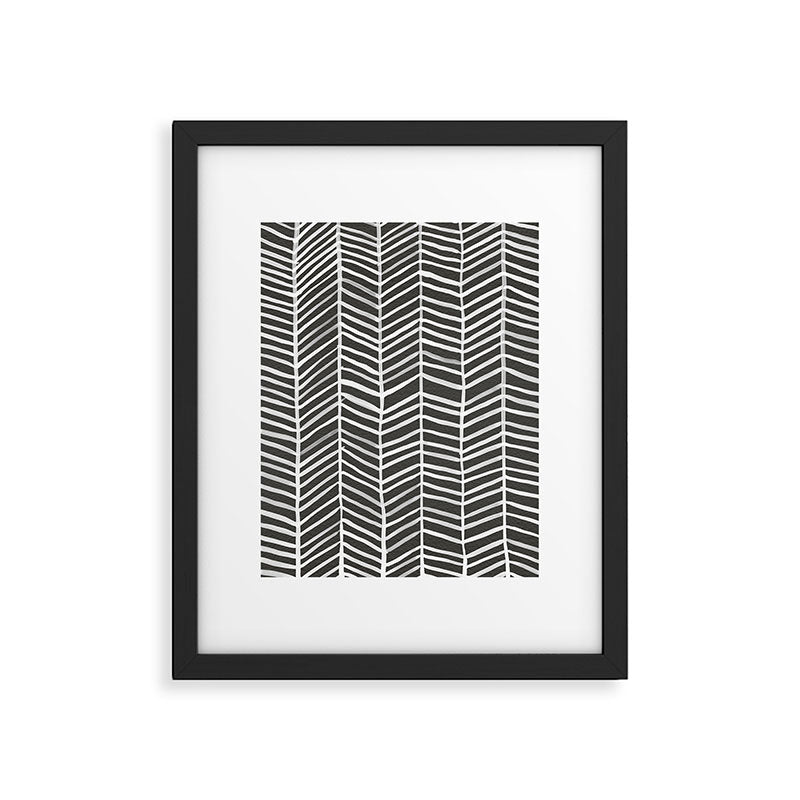 Herringbone - Black & White Framed Art Print Gallery Image 6