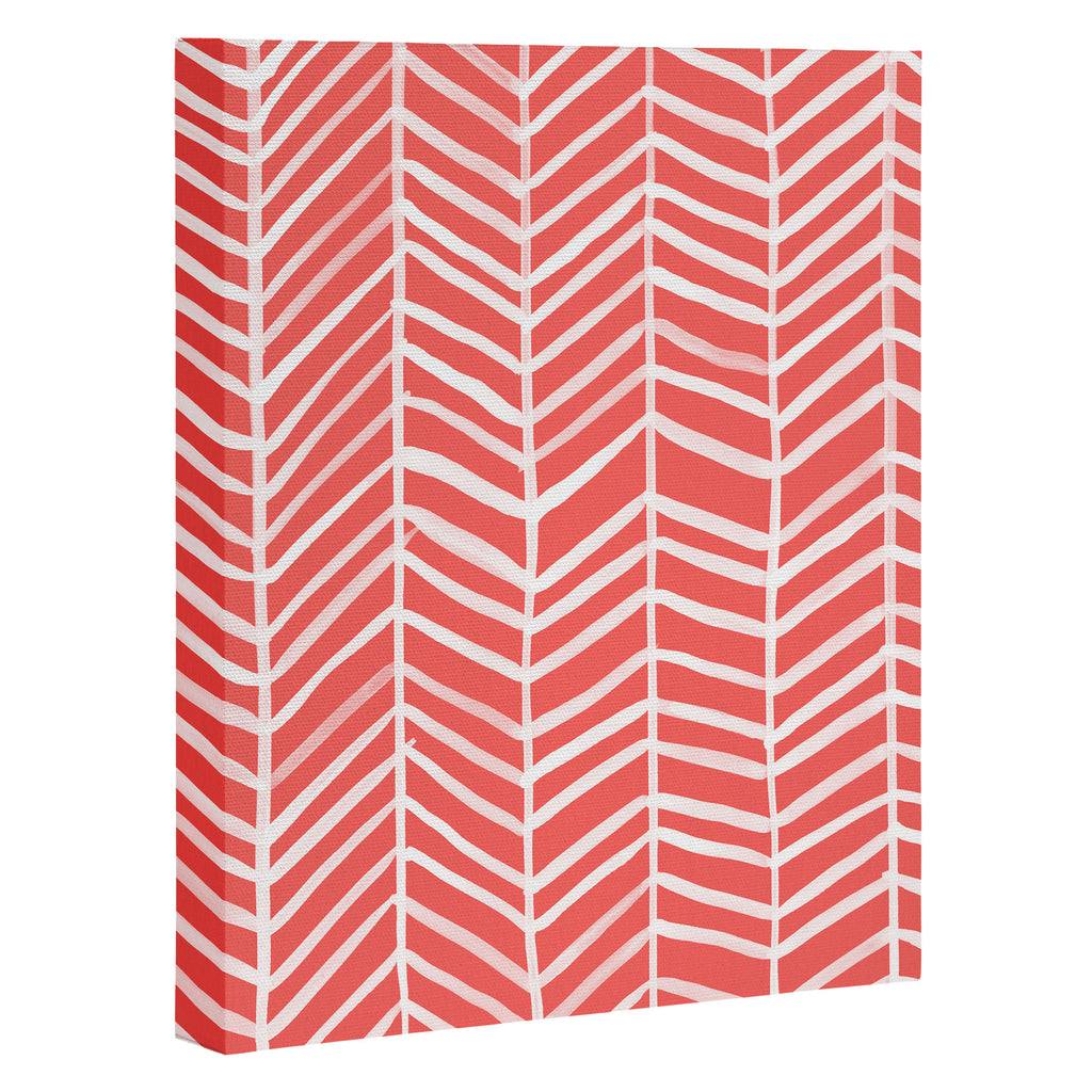 Coral Herringbone Canvas Print Gallery Image 3