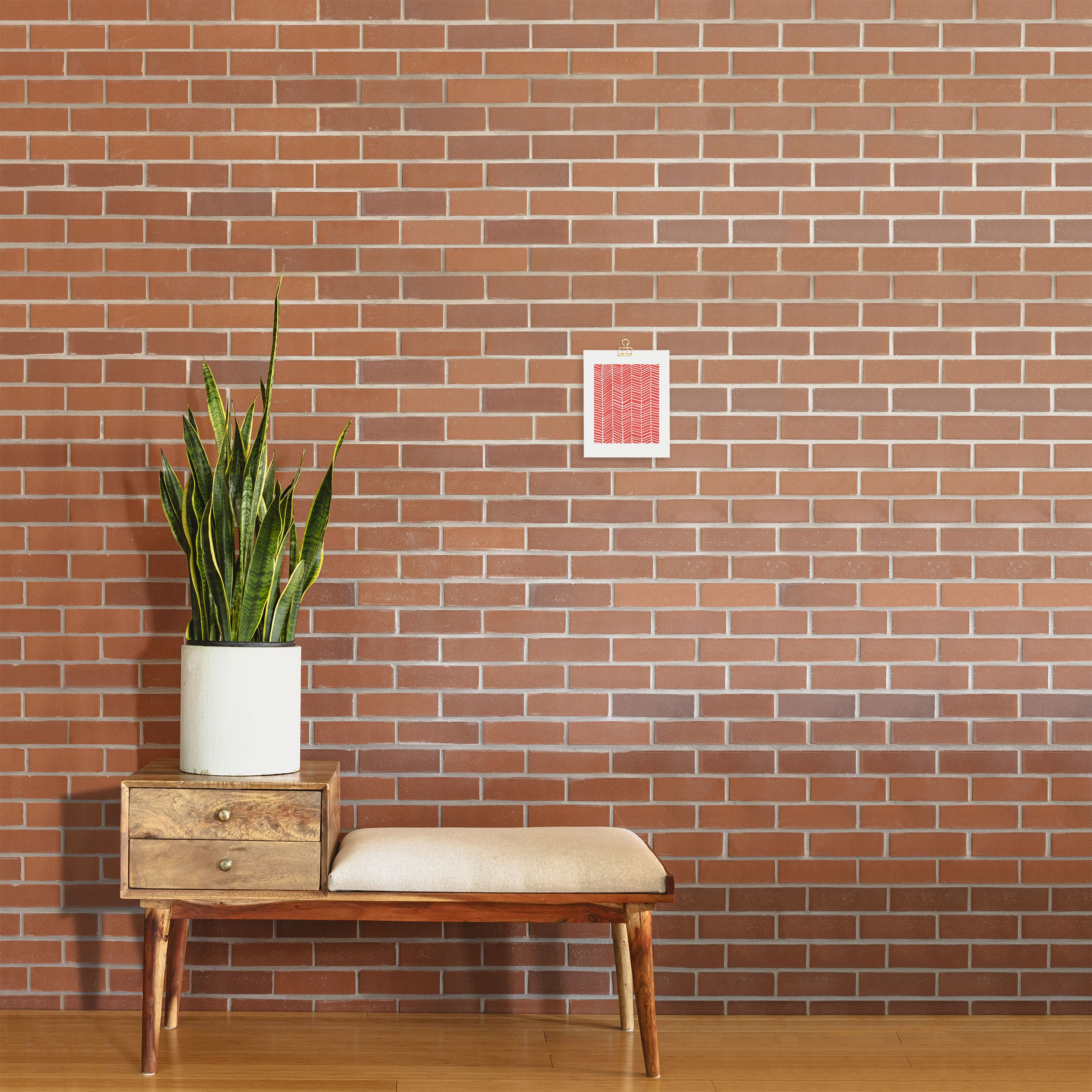 Coral Herringbone Art Print Gallery Image 2