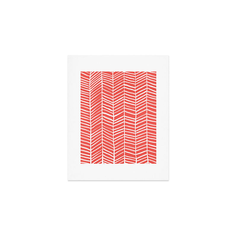 Coral Herringbone Art Print Gallery Image 1