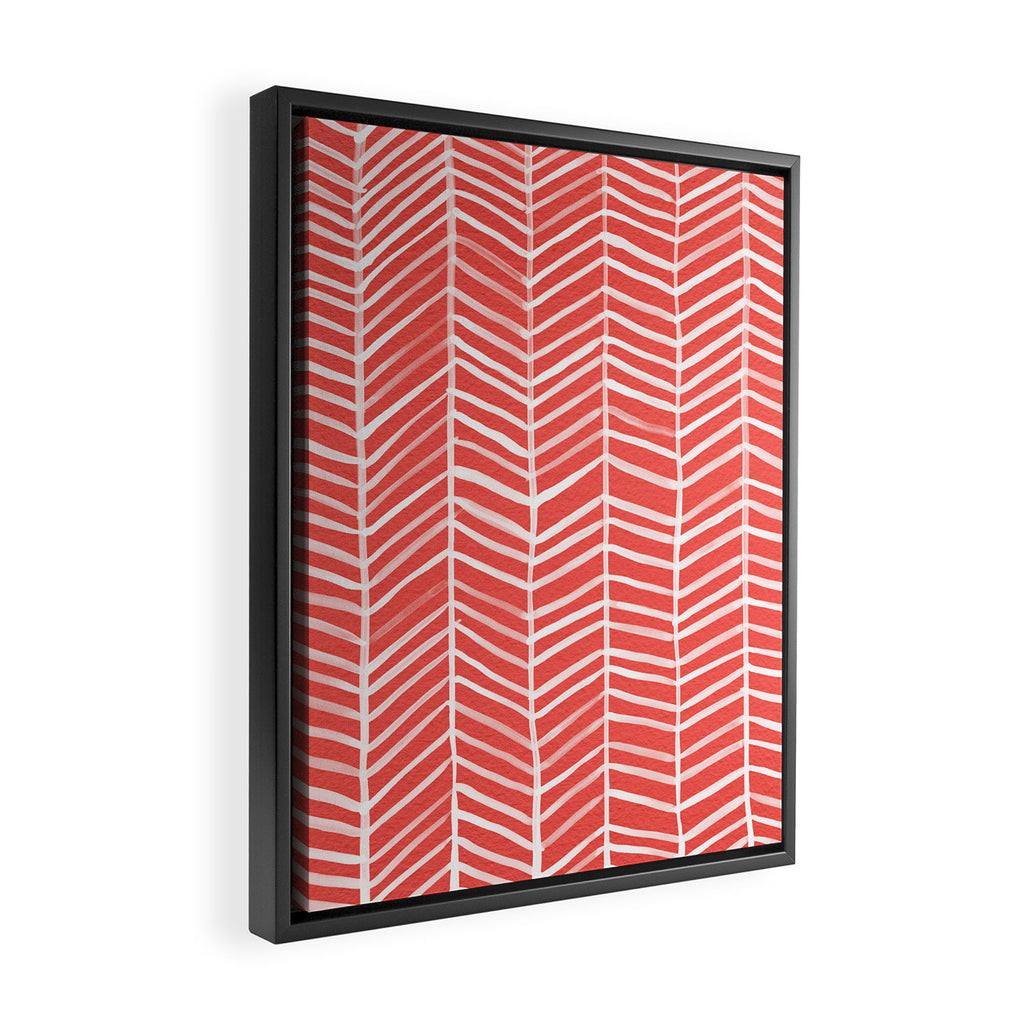 Coral Herringbone Framed Canvas Print Gallery Image 2