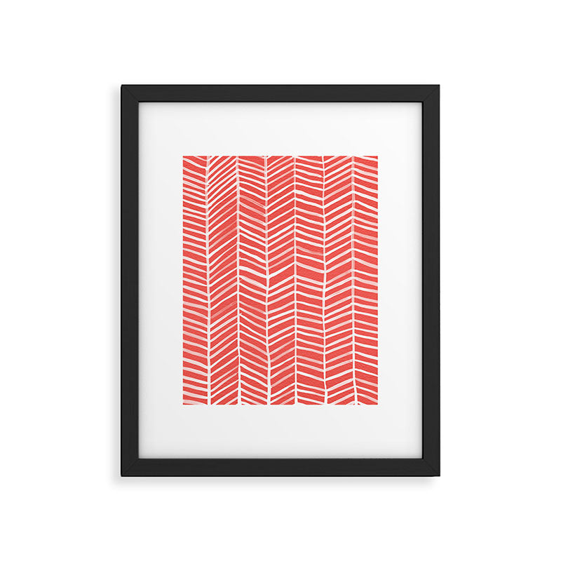 Coral Herringbone Framed Art Print Gallery Image 4
