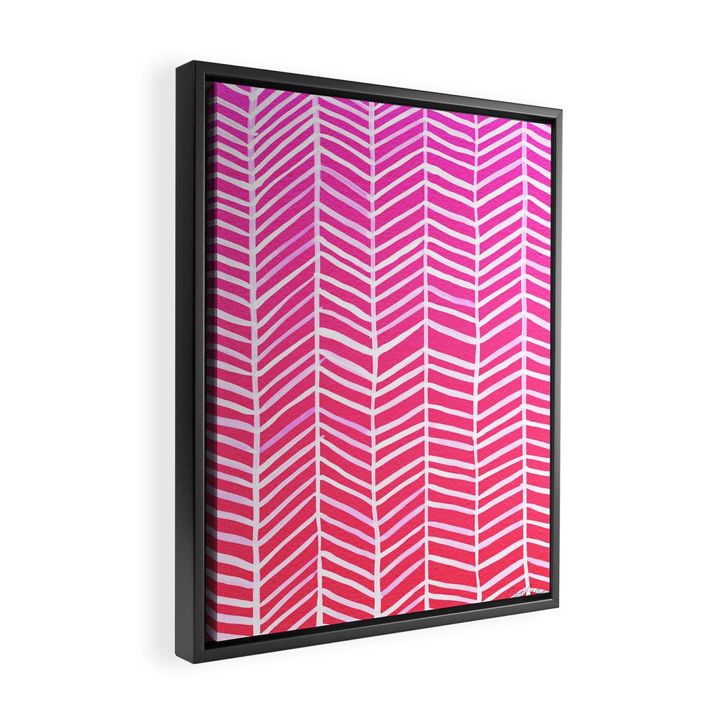 Herringbone - Pink OmbrÃ© Framed Canvas Print Gallery Image 2