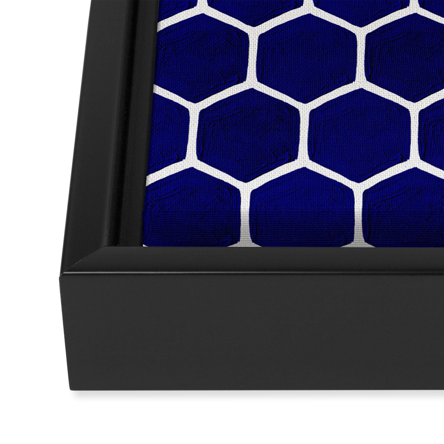 Hexagon Honeycomb Pattern - Navy Palette Framed Canvas Print Gallery Image 3