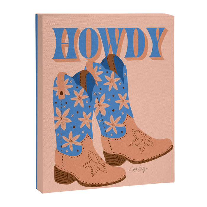 Howdy Cowgirl - Blue & Peach Canvas Print Gallery Image 1