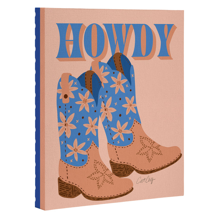 Howdy Cowgirl - Blue & Peach Canvas Print Gallery Image 1