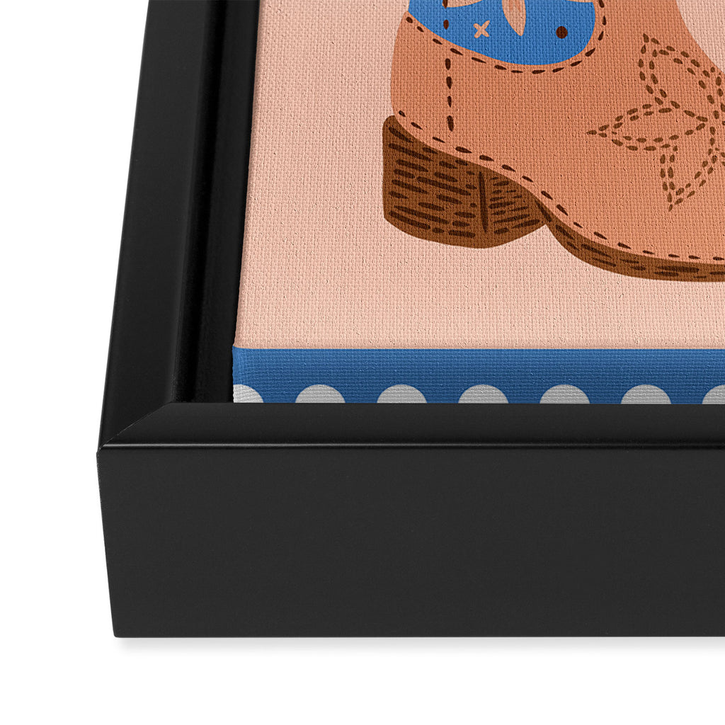 Howdy Cowgirl - Blue & Peach Framed Canvas Print Gallery Image 3