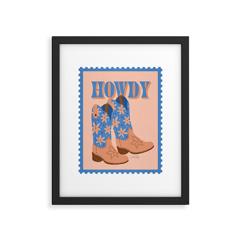 Howdy Cowgirl - Blue & Peach Framed Art Print Gallery Image 5