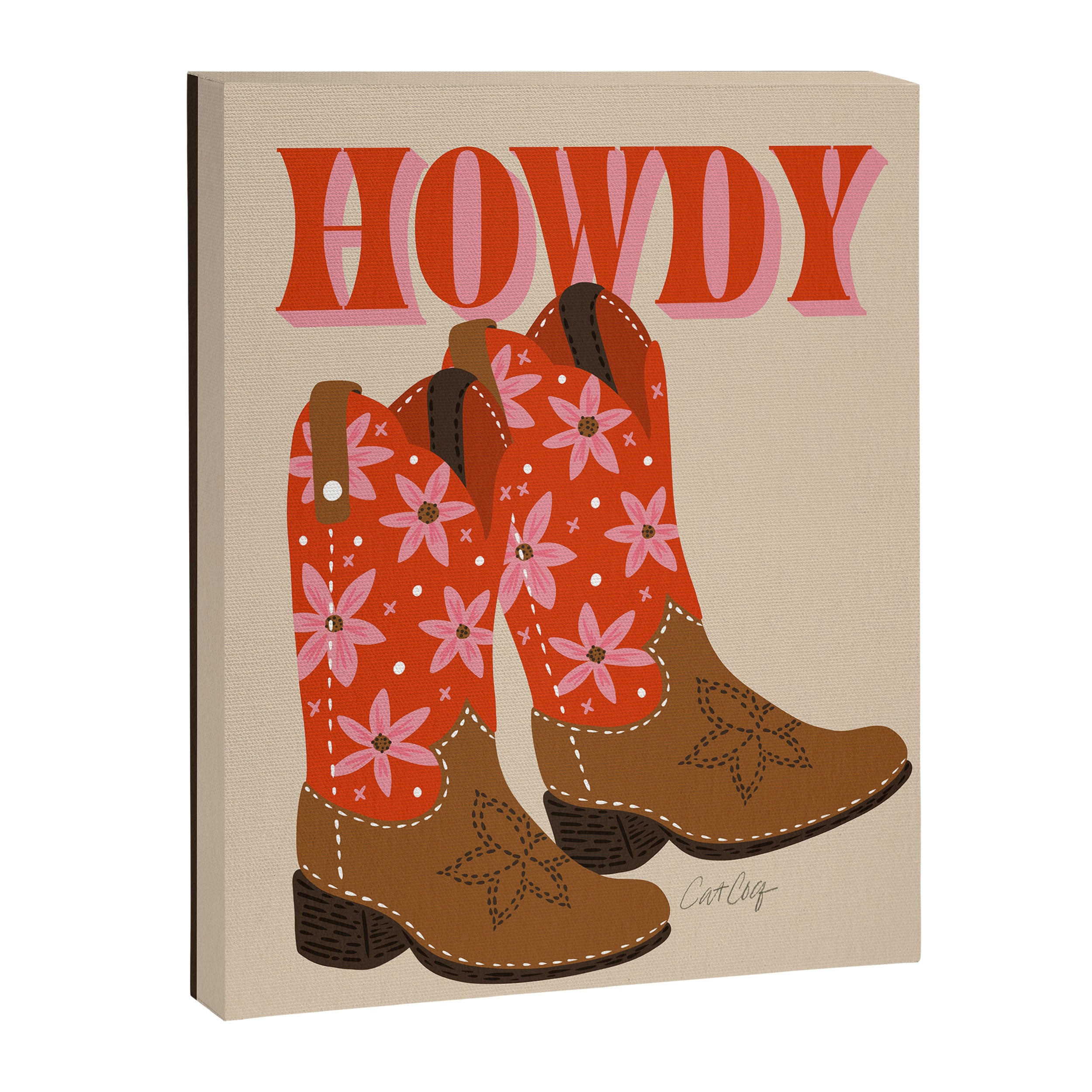Howdy Cowgirl - Coral & Pink Canvas Print Gallery Image 6