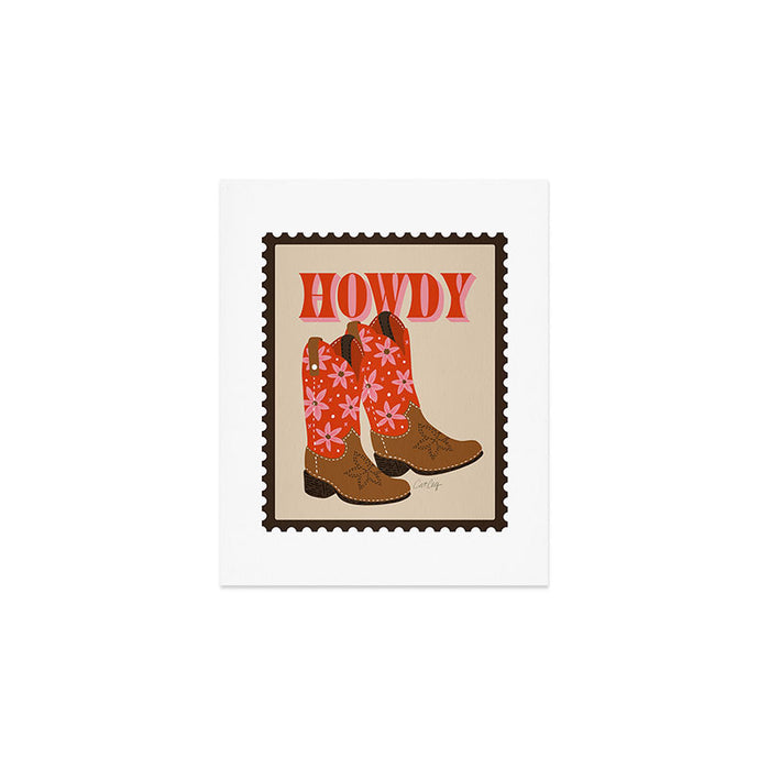 Howdy Cowgirl - Coral & Pink Art Print Gallery Image 1