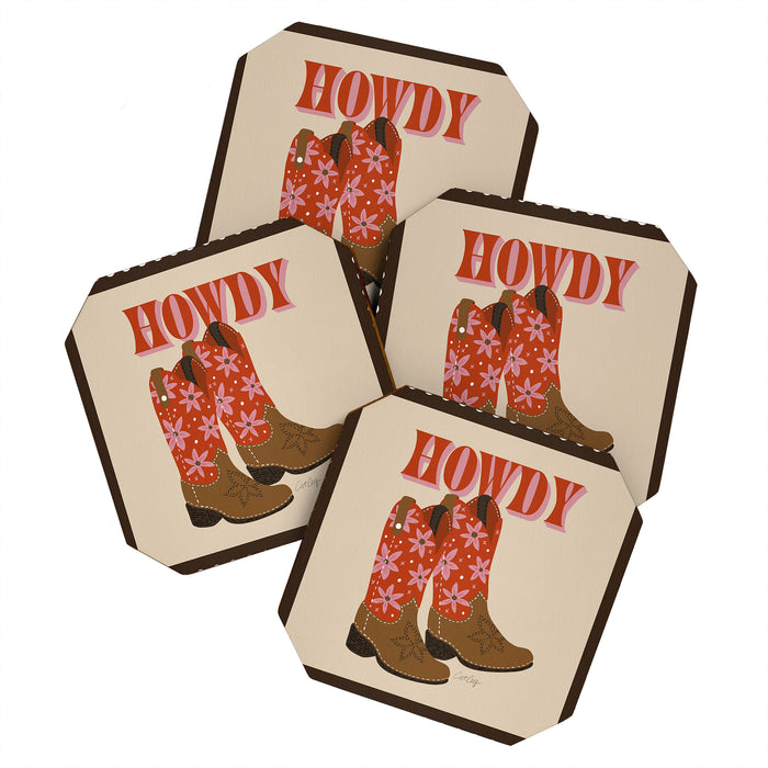 Howdy Cowgirl - Coral & Pink Coaster Gallery Image 1