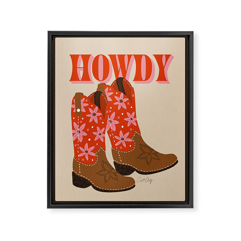 Howdy Cowgirl - Coral & Pink Framed Canvas Print Gallery Image 6