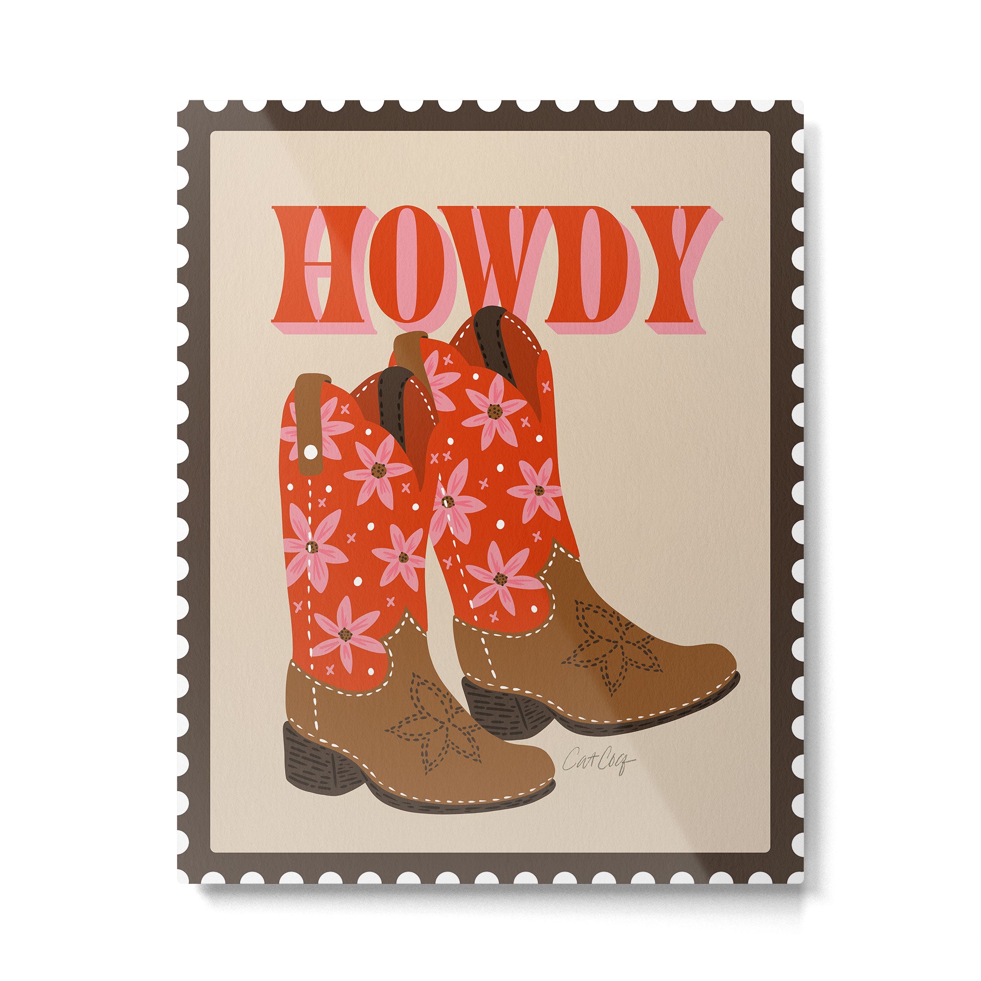 Howdy Cowgirl - Coral & Pink Metal Print Gallery Image 4