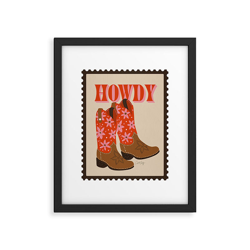 Howdy Cowgirl - Coral & Pink Framed Art Print Gallery Image 5