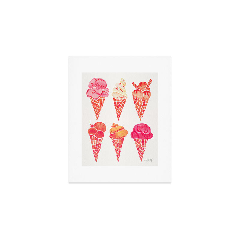 Ice Cream Cones - Pink & Peach Palette Art Print Gallery Image 1