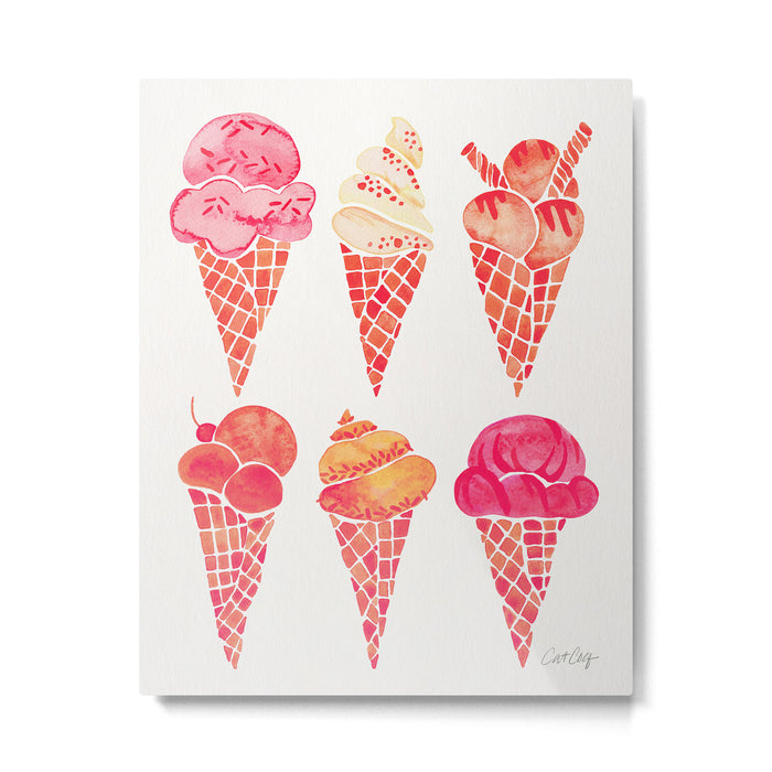 Ice Cream Cones - Pink & Peach Palette Metal Print Gallery Image 1