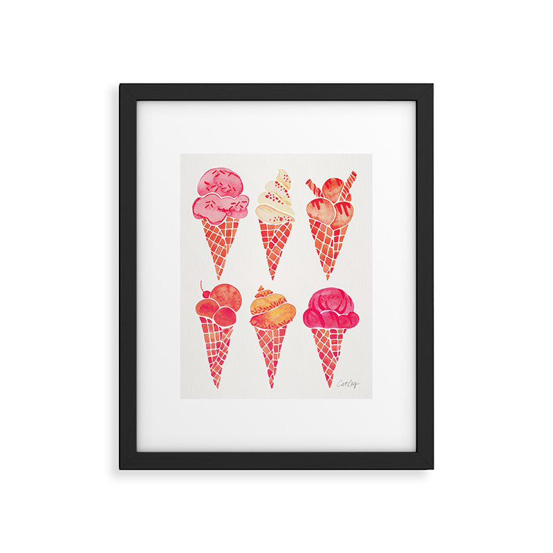 Ice Cream Cones - Pink & Peach Palette Framed Art Print Gallery Image 5