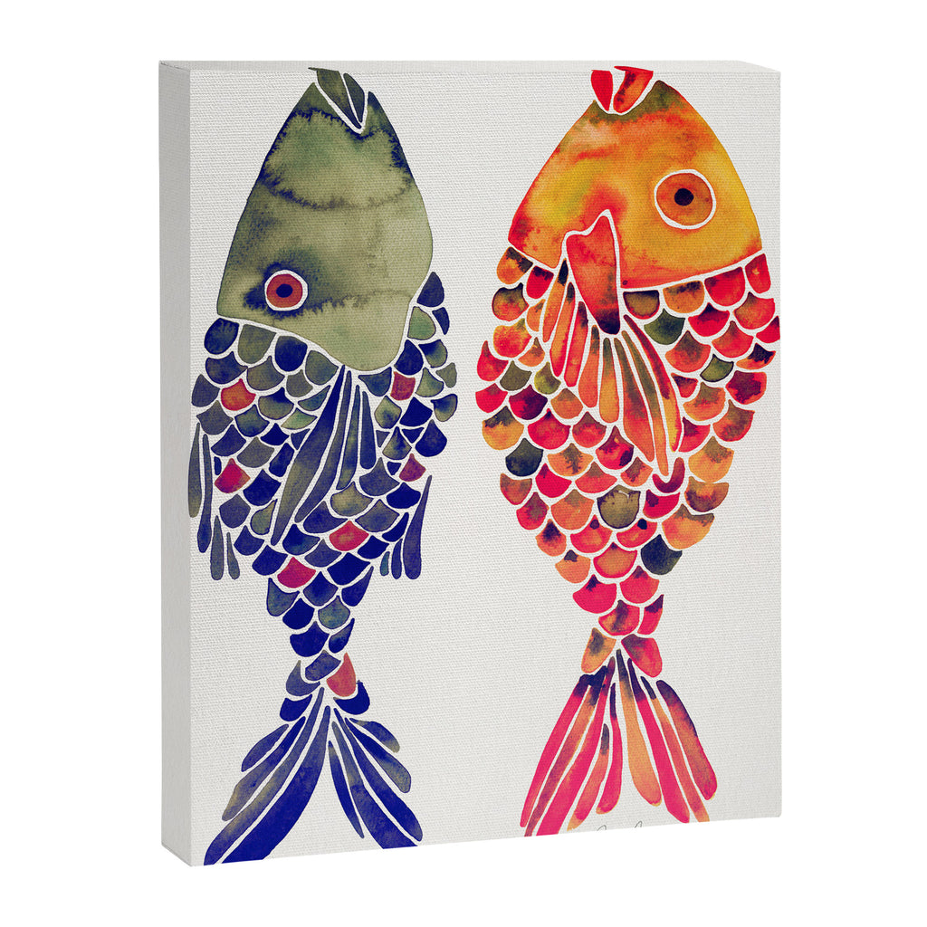 Indonesian Fish Duo - Navy & Coral Palette Canvas Print Gallery Image 8