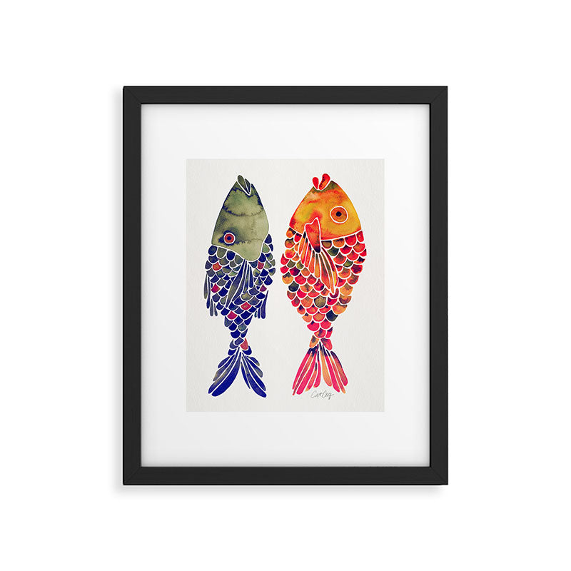 Indonesian Fish Duo - Navy & Coral Palette Framed Art Print Gallery Image 6