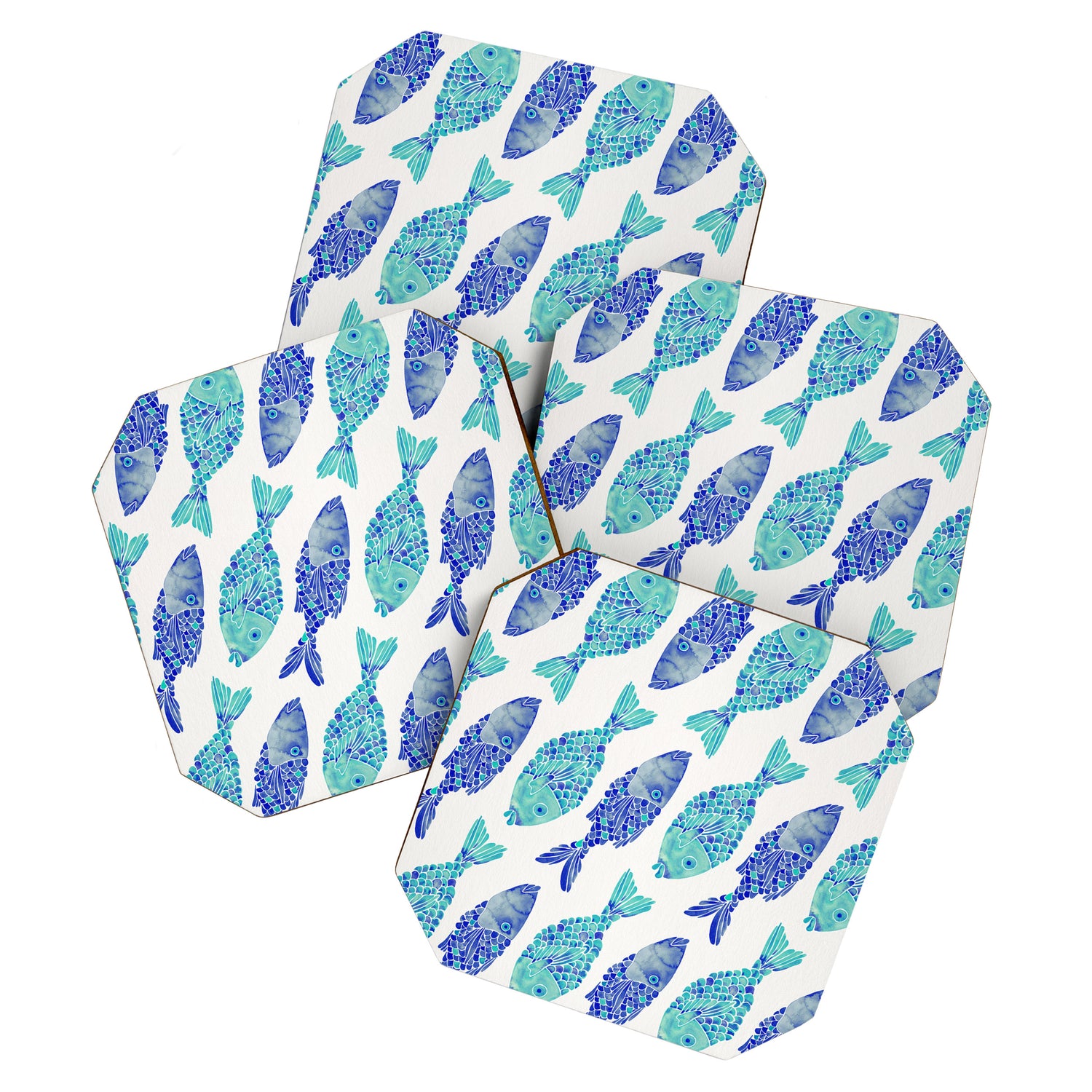 Indonesian Fish Duo - Navy & Turquoise Palette Coaster Gallery Image 1