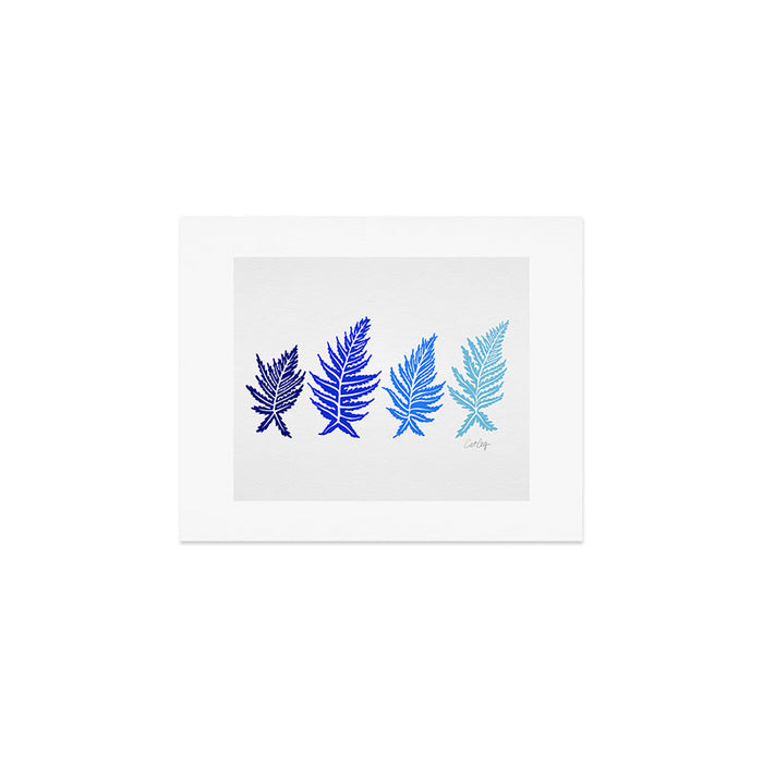 Inked Ferns - Blue Palette Art Print Gallery Image 1