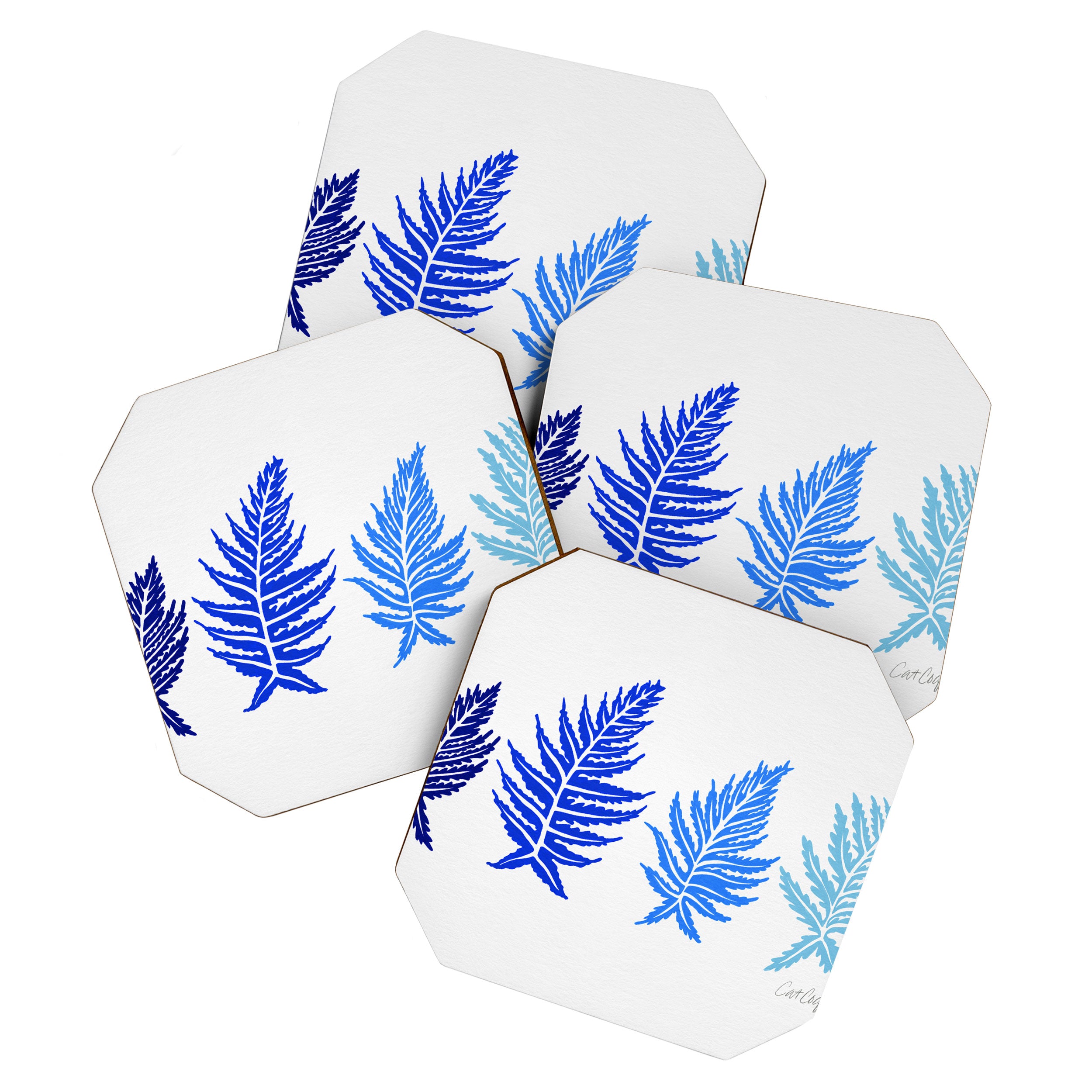 Inked Ferns - Blue Palette Coaster Gallery Image 1