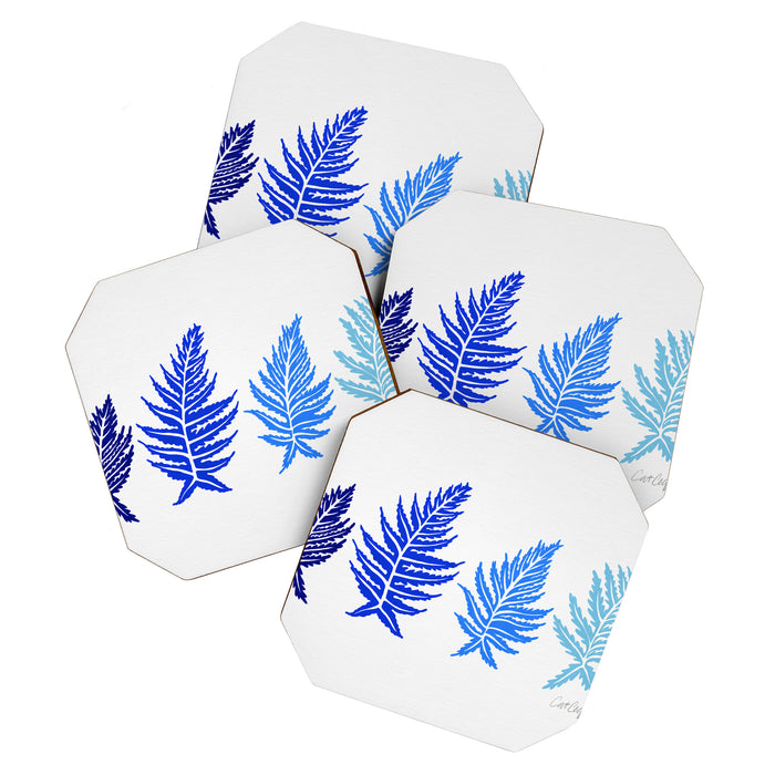 Inked Ferns - Blue Palette Coaster Gallery Image 1