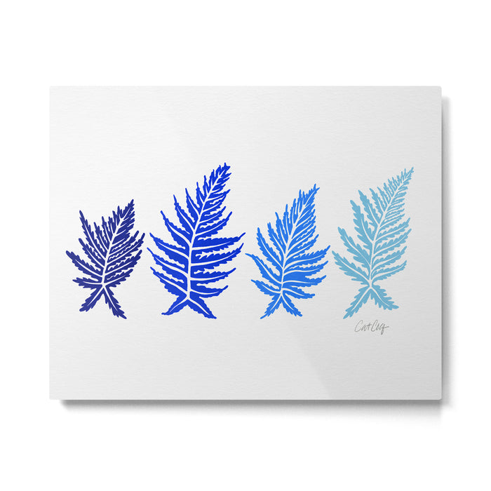 Inked Ferns - Blue Palette Metal Print Gallery Image 1