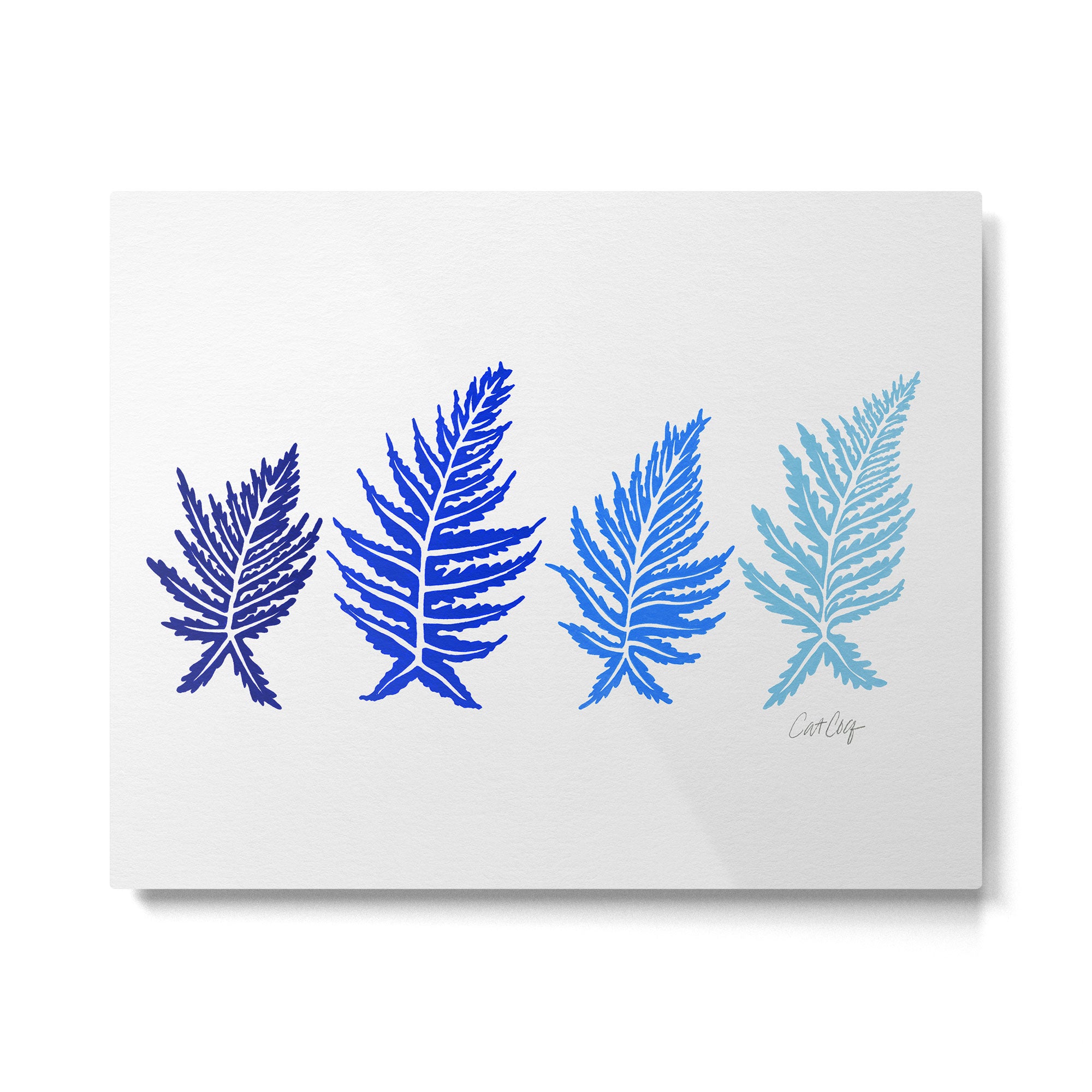 Inked Ferns - Blue Palette Metal Print Gallery Image 6
