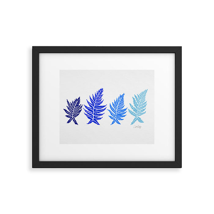 Inked Ferns - Blue Palette Framed Art Print Gallery Image 1