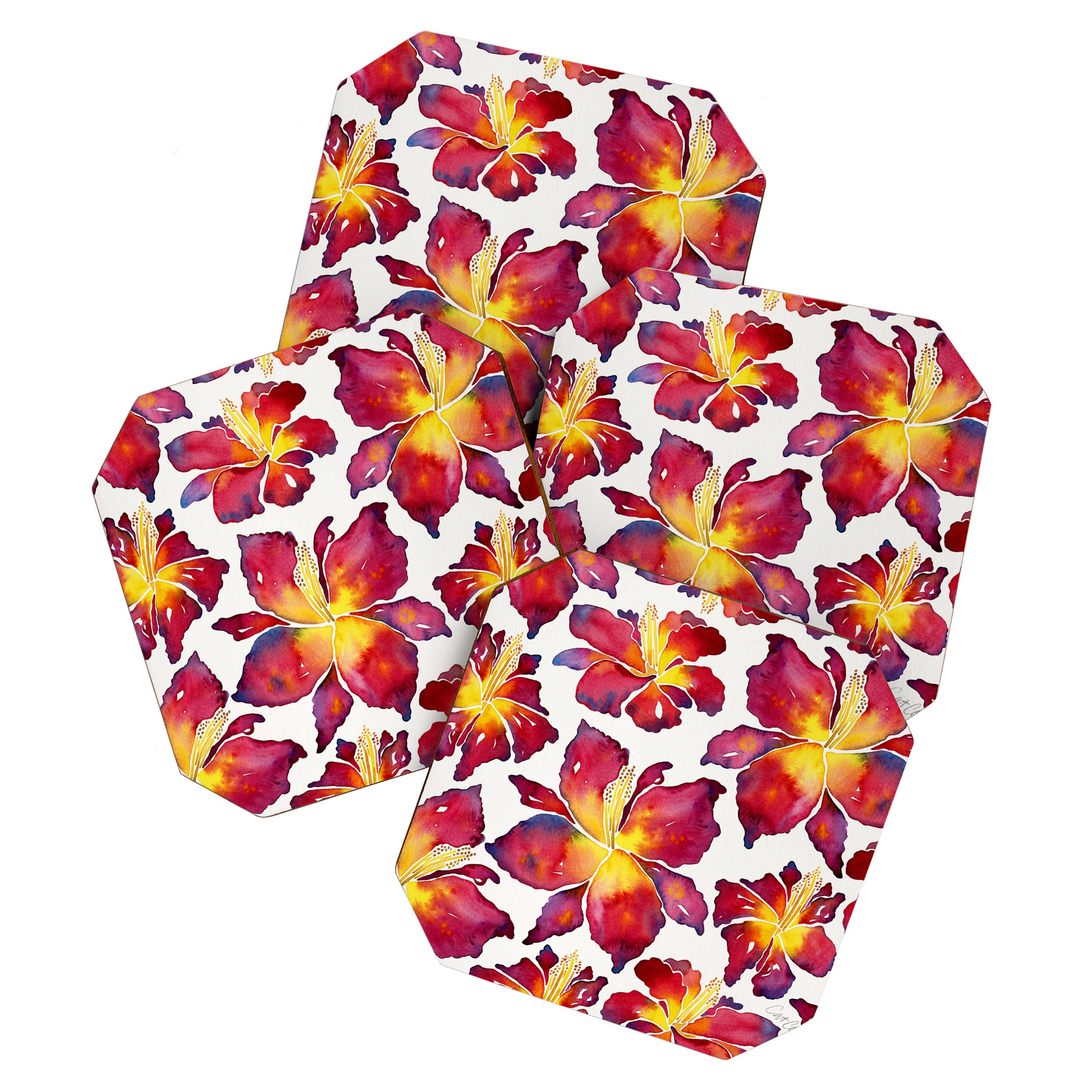 Iris Bloom - Red Palette Coaster Gallery Image 1