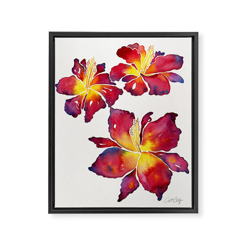 Iris Bloom - Red Palette Framed Canvas Print Gallery Image 8