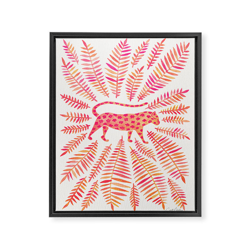 Jaguar - Pink OmbrÃ© Palette Framed Canvas Print Gallery Image 6