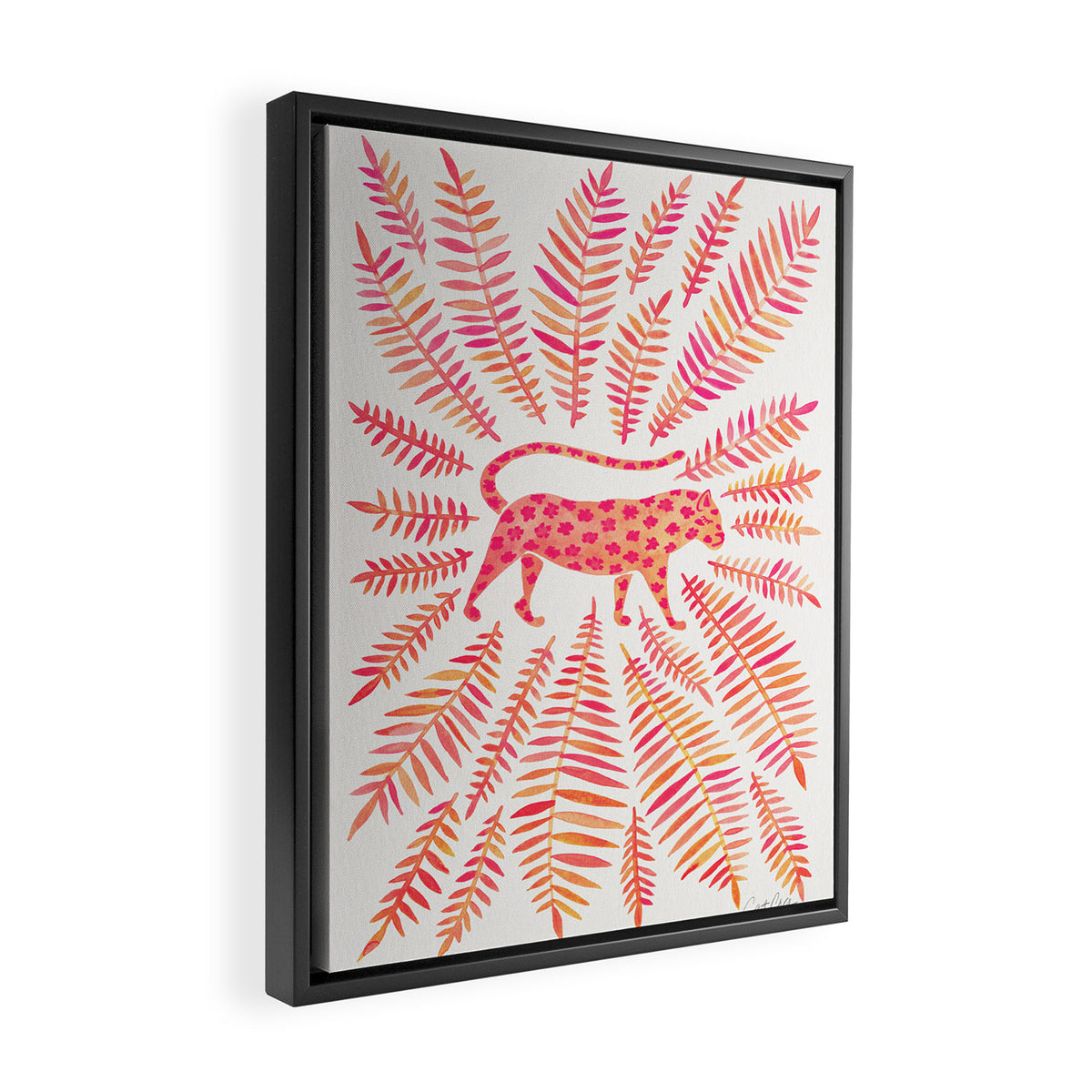 Jaguar - Pink OmbrÃ© Palette Framed Canvas Print Gallery Image 2