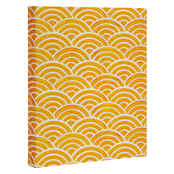 Japanese Seigaiha Wave - Marigold Palette Canvas Print Gallery Image 1