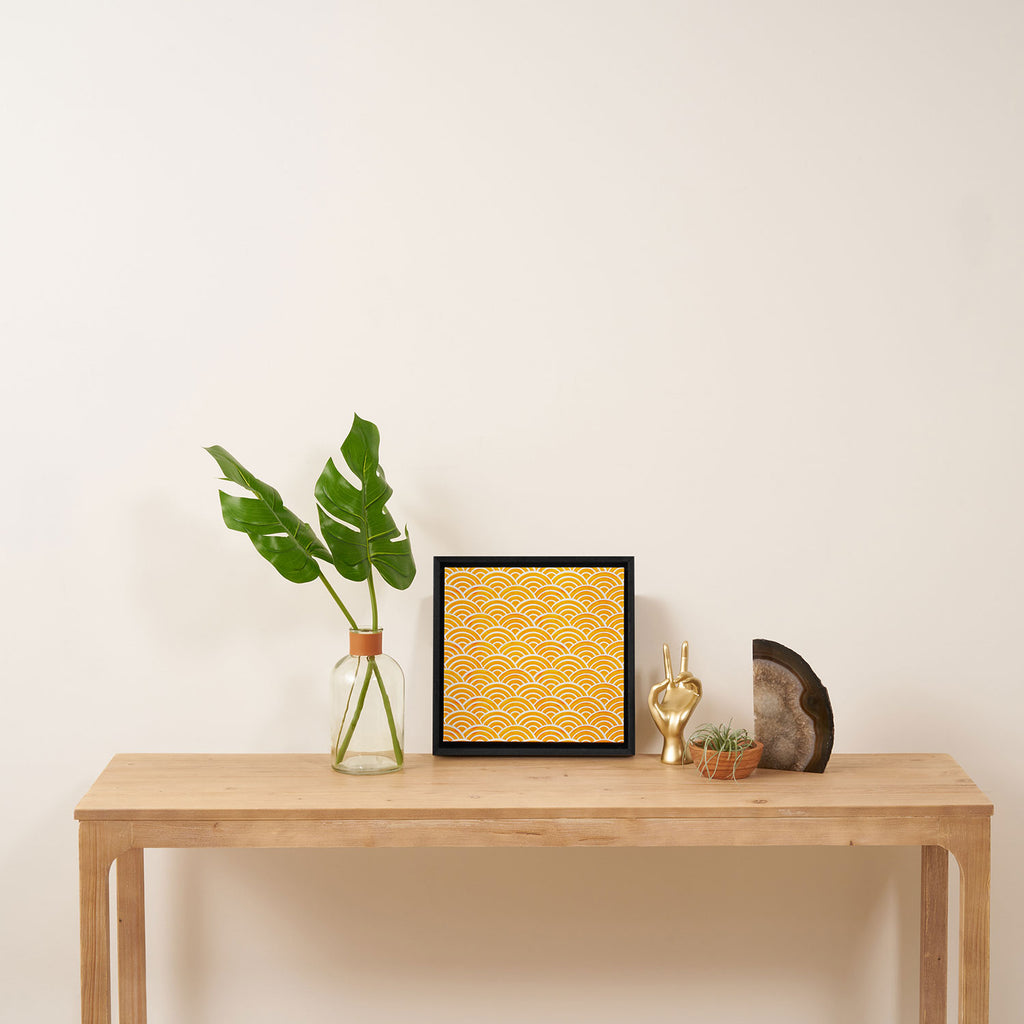 Japanese Seigaiha Wave - Marigold Palette Framed Canvas Print Gallery Image 3