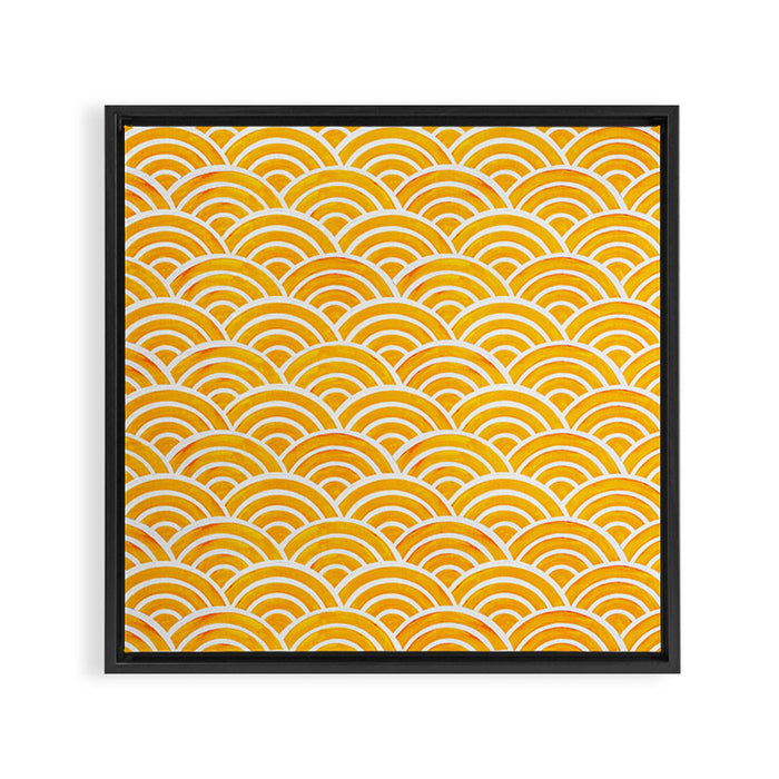 Japanese Seigaiha Wave - Marigold Palette Framed Canvas Print Gallery Image 1