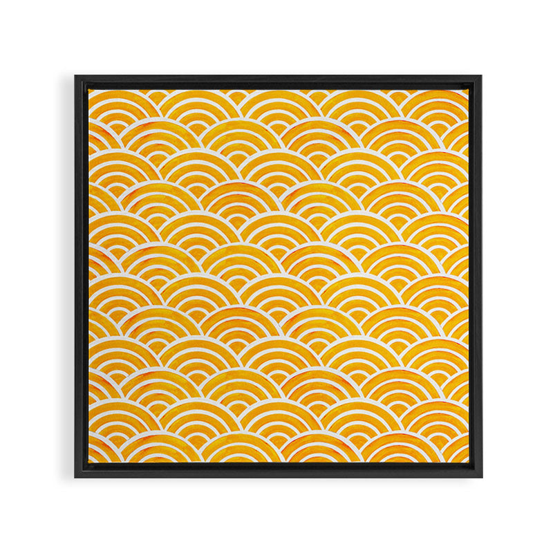 Japanese Seigaiha Wave - Marigold Palette Framed Canvas Print Gallery Image 3